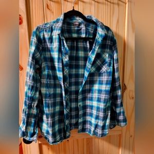 Eddie Bauer Blue Plaid Button Up